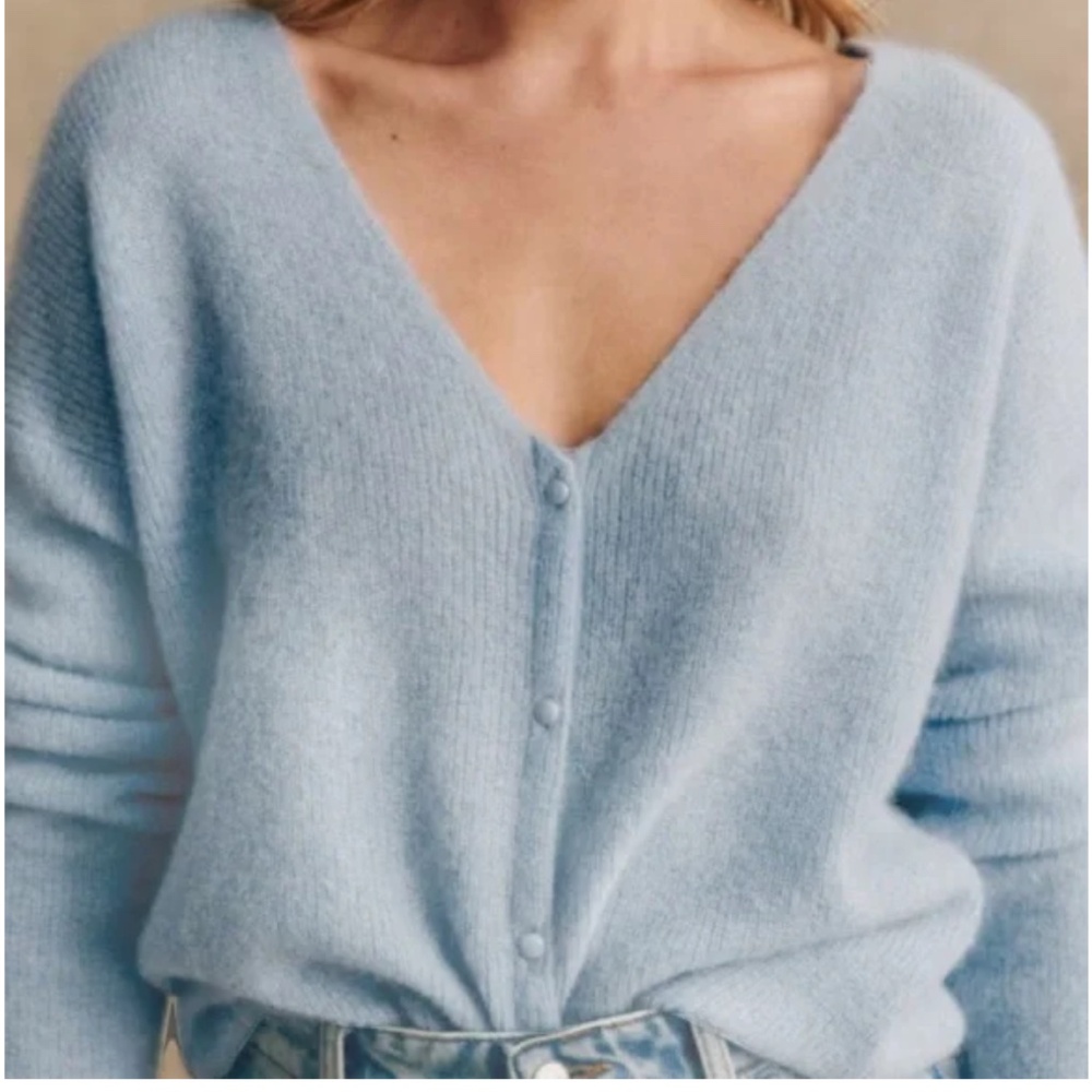 Sezane Barry Cardigan Light Blue